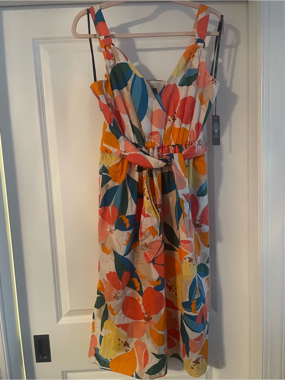 Vince Camuto Multicolor Floral Tie-Waist Midi Dress